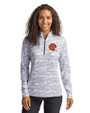 Cincinnati Bengals Historic Cutter & Buck Traverse Stretch Eco Camo Print Quarter Zip Womens Pullover Charcoal Front