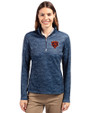 Chicago Bears Historic Cutter & Buck Traverse Stretch Eco Camo Print Quarter Zip Womens Pullover Navy Blue Front