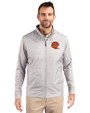 Cincinnati Bengals Historic Cutter & Buck Stealth Hybrid Quilted Mens Full Zip Windbreaker Jacket Polished Medium Gray Front