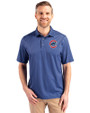 Chicago Cubs Cutter & Buck Pike Banner Print Stretch Mens Big & Tall Polo Navy Blue Front