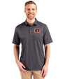 Cincinnati Bengals Cutter & Buck Pike Banner Print Stretch Mens Big & Tall Polo Black Front