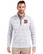 Denver Broncos Historic Cutter & Buck Traverse Stretch Eco Camo Print Quarter Zip Mens Pullover Charcoal Front