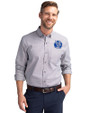Air Force Falcons College Vault Cutter & Buck Stretch Oxford Mens Long Sleeve Dress Shirt Charcoal Front
