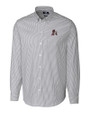 Arkansas Razorbacks College Vault Cutter & Buck Stretch Oxford Stripe Mens Long Sleeve Dress Shirt Charcoal Mannequin