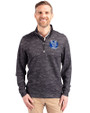 Air Force Falcons College Vault Cutter & Buck Traverse Stretch Eco Camo Print Quarter Zip Mens Big and Tall Pullover Black Front
