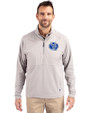 Air Force Falcons College Vault Cutter & Buck Adapt Eco Knit Hybrid Recycled Mens Quarter Zip Polished Medium Gray Front