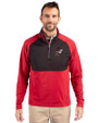 Arkansas Razorbacks College Vault Cutter & Buck Adapt Eco Knit Hybrid Recycled Mens Quarter Zip Cardinal Red/Black Front