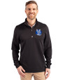 Air Force Falcons College Vault Cutter & Buck Traverse Stretch Eco Quarter Zip Mens Big and Tall Pullover Black Front