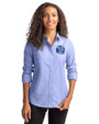 Air Force Falcons College Vault Cutter & Buck Stretch Oxford Womens Long Sleeve Dress Shirt French Blue Front