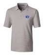 Air Force Falcons College Vault Cutter & Buck Forge Pencil Stripe Stretch Mens Polo Polished Medium Gray Mannequin