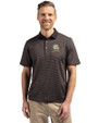 Albany State University Golden Rams Cutter & Buck Virtue Eco Pique Micro Stripe Recycled Mens Polo Black/Elemental Grey Front