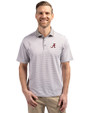 Alabama Crimson Tide Cutter & Buck Virtue Eco Pique Micro Stripe Recycled Mens Polo Polished/White Front
