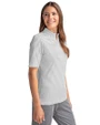 Clemson Tigers Cutter & Buck Virtue Eco Pique Stripe Recycled Womens Top Polished Medium Gray Side