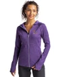 Clemson Tigers College Vault Cutter & Buck Mainsail Full Zip Hooded Womens Jacket College Purple Heather Front