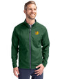 Baylor Sailor Bear College Vault Cutter & Buck Adapt Eco Knit Hybrid Recycled Mens Full Zip Jacket Hunter Green Front