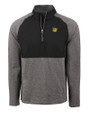 Baylor Sailor Bear College Vault Cutter & Buck Adapt Eco Knit Hybrid Recycled Mens Quarter Zip Black Heather/Black Mannequin