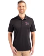 Clemson Tigers College Vault Cutter & Buck Prospect Eco Textured Stretch Recycled Mens Short Sleeve Polo Black Front