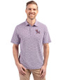 Clemson Tigers College Vault Cutter & Buck Virtue Eco Pique Botanical Print Recycled Mens Polo College Purple Front