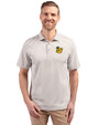 Baylor Sailor Bear College Vault Cutter & Buck Virtue Eco Pique Stripe Recycled Mens Polo Polished Medium Gray Front