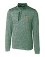 Baylor Sailor Bear College Vault Cutter & Buck Stealth Heathered Quarter Zip Mens Pullover Hunter Green Mannequin