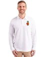 UCF Knights College Vault Cutter & Buck Advantage Eco Tri-Blend Pique Mens Big and Tall Long Sleeve Polo White Front
