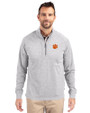Clemson Tigers Cutter & Buck Adapt Eco Knit Heather Mens Big & Tall Quarter Zip Pullover Polished Heather Front