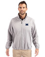 Michigan Wolverines Cutter & Buck Charter Eco Knit Recycled Big & Tall Full-Zip Jacket Polished Medium Gray Front