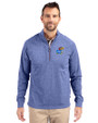 Kansas Jayhawks Cutter & Buck Adapt Eco Knit Heather Mens Big & Tall Quarter Zip Pullover Tour Blue Heather Front