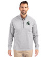 Michigan State Spartans Cutter & Buck Adapt Eco Knit Heather Mens Big & Tall Quarter Zip Pullover Polished Heather Front