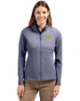 Michigan Wolverines Cutter & Buck Adapt Eco Knit Heather Recycled Womens Full Zip Navy Blue Heather Front