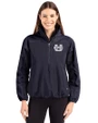 Utah State Aggies Cutter & Buck Charter Recycled Packable Womens Half Zip Anorak Jacket Navy Blue Front
