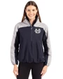 Utah State Aggies Cutter & Buck Charter Recycled Packable Womens Half Zip Anorak Jacket Navy Blue/Polished Front