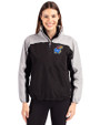 Kansas Jayhawks Cutter & Buck Charter Eco Recycled Womens Anorak Jacket Black/Polished Front
