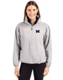 Michigan Wolverines Cutter & Buck Charter Eco Recycled Womens Anorak Jacket Polished Medium Gray Front