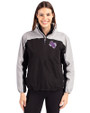 Stephen F Austin Lumberjacks Cutter & Buck Charter Recycled Packable Womens Half Zip Anorak Jacket Black/Polished Front
