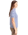 Kansas Jayhawks Cutter & Buck Virtue Eco Pique Stripe Recycled Womens Top Tour Blue Side