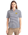 Michigan Wolverines Cutter & Buck Virtue Eco Pique Stripe Recycled Womens Top Navy Blue Front