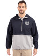 Utah State Aggies Cutter & Buck Charter Eco Recycled Mens Anorak Jacket Navy Blue/Polished Front