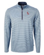 Ole Miss Rebels Cutter & Buck Virtue Eco Pique Micro Stripe Recycled Mens Quarter Zip ALSNB_MANN_HG 