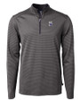Northwestern Wildcats Cutter & Buck Virtue Eco Pique Micro Stripe Recycled Mens Quarter Zip Black/Elemental Grey Mannequin