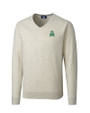 Marshall Thundering Herd College Vault Cutter & Buck Lakemont Tri-Blend Mens V-Neck Pullover Sweater Oatmeal Heather Mannequin
