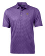 LSU Tigers College Vault Cutter & Buck Pike Banner Print Stretch Mens Polo College Purple Mannequin