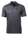 Utah Utes College Vault Cutter & Buck Pike Banner Print Stretch Mens Polo Black Mannequin