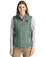 Michigan State Spartans College Vault Cutter & Buck Rainier PrimaLoft® Womens Eco Insulated Full Zip Puffer Vest Hunter Melange Front