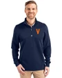 Virginia Hoos College Vault Cutter & Buck Traverse Stretch Eco Quarter Zip Mens Big and Tall Pullover Liberty Navy Front