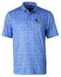 Delaware Fightin' Blue Hens College Vault Cutter & Buck Pike Constellation Print Stretch Mens Polo Chelan Blue Mannequin