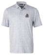 Utah State Aggies College Vault Cutter & Buck Pike Constellation Print Stretch Mens Polo Polished Medium Gray Mannequin