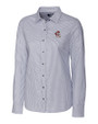 Louisville Cardinals College Vault Cutter & Buck Stretch Oxford Stripe Womens Long Sleeve Dress Shirt Charcoal Mannequin