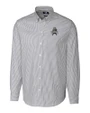 Utah State Aggies College Vault Cutter & Buck Stretch Oxford Stripe Mens Big and Tall Long Sleeve Dress Shirt Charcoal Mannequin