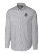 Utah State Aggies College Vault Cutter & Buck Stretch Oxford Stripe Mens Long Sleeve Dress Shirt Charcoal Mannequin